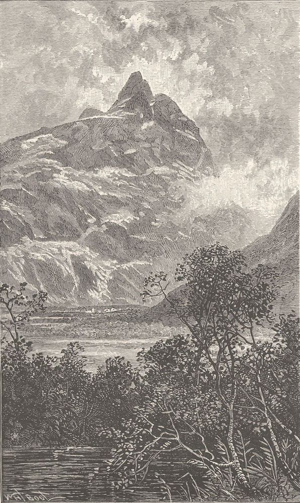 NORWAY. The Romsdal horn 1890 old antique vintage print picture